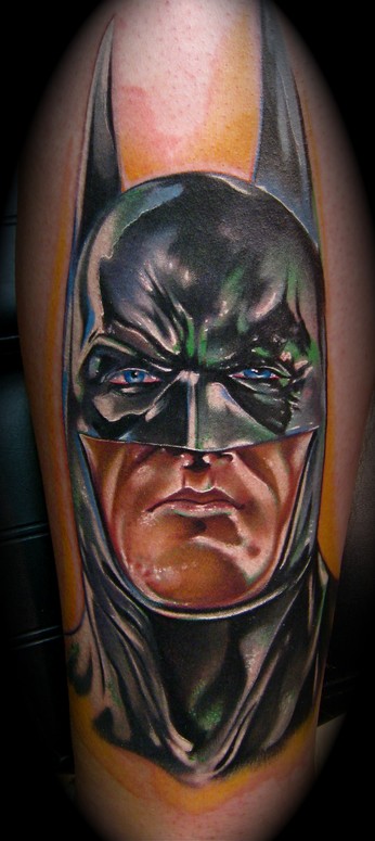 Batman color portrait tattoo by Mike Demasi: TattooNOW